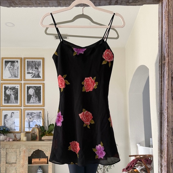 Steppin' Out Dresses & Skirts - Vintage Steppin' Out Floral Black Mini Dress